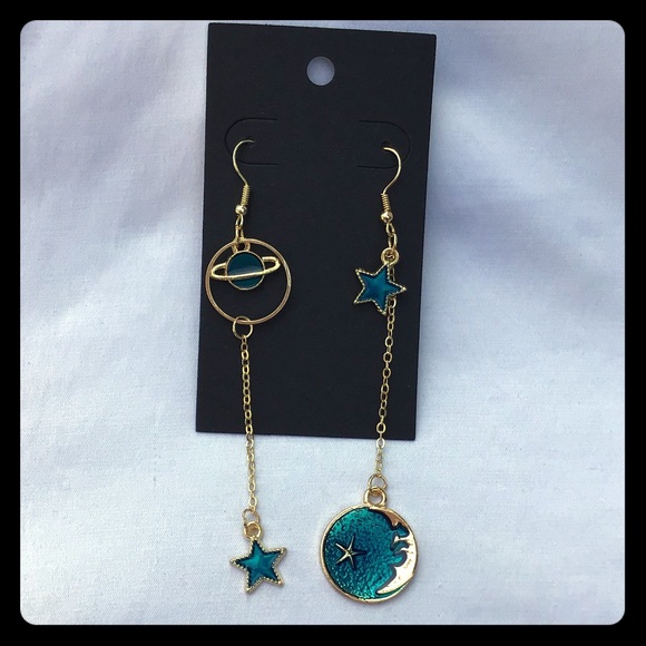 Moon star space earrings - Picture 1 of 1